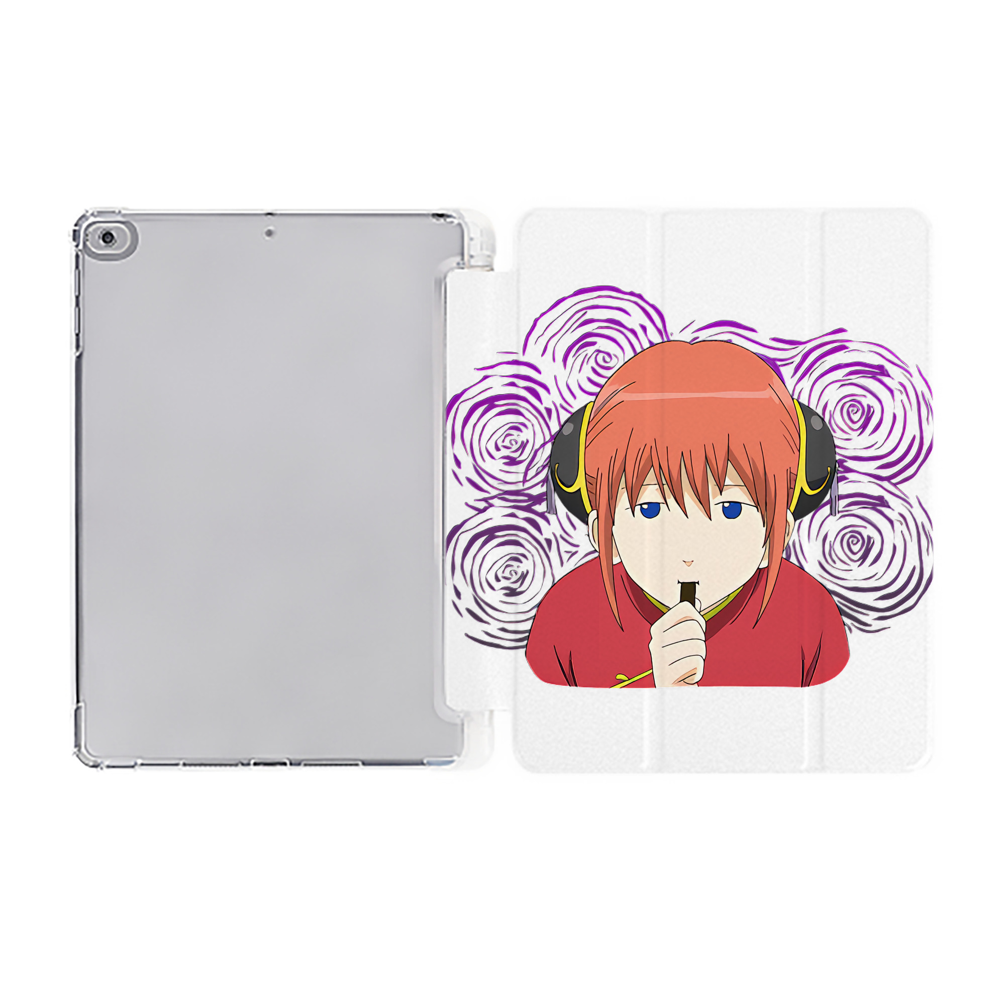 ぎんたま 坂田銀時（さかたぎんとき） 神楽 志村新八（しむら しんぱち） GINTAMA Sakata Gintoki Kagura Shimura Shinpachi IPad ケース ペン収納付き 三つ折りスタンド PUレザー×シリコン 対応機種9.5/10.5/10.9インチ